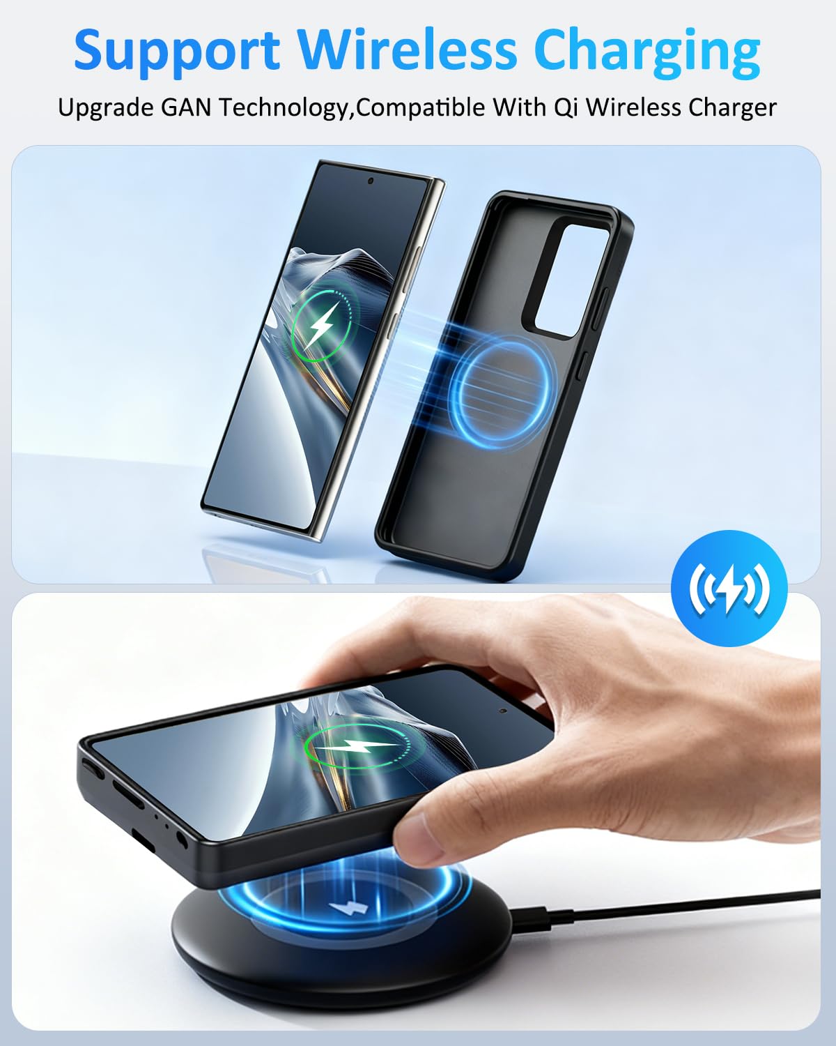 Akkuhülle für Samsung Galaxy S22 (15000mAh),GAN-Technologie Tragbares Ladegerät Ultradünn Erweiterter Akku Hülle Telefonladegerät,Powerbank Handyhülle mit Ladefunktion