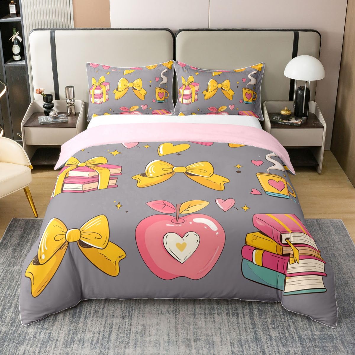 Housse de couette motif étoile ruban housses de couettes lit