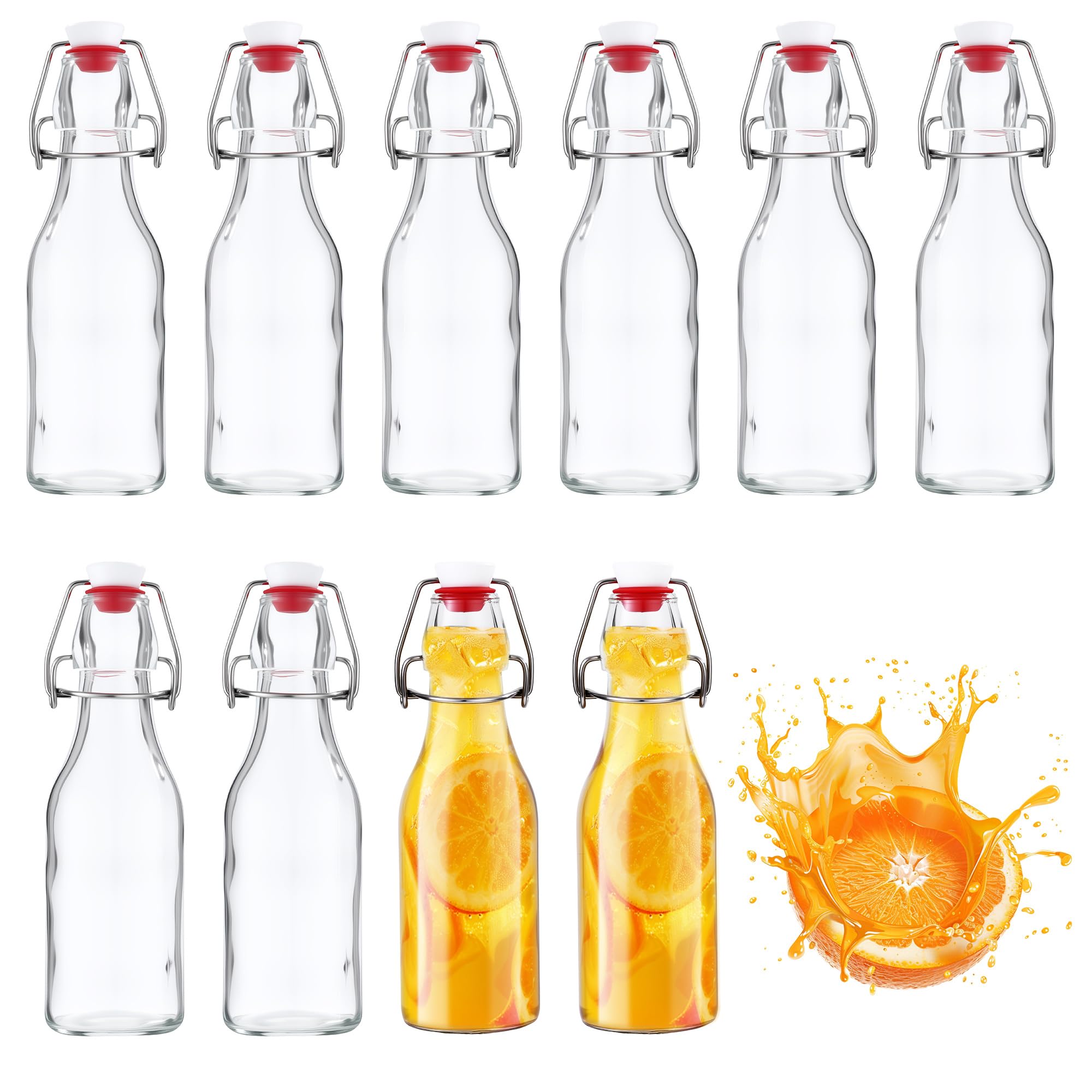 Nuangoo 10 Stück 250ml mit Bügelverschluss, Glasflaschen zum Befüllen,Kleine Flaschen zum Befüllen,Wiederverwendbare Flaschen zum Selbstbefüllen, für Saft, Öl & Essig