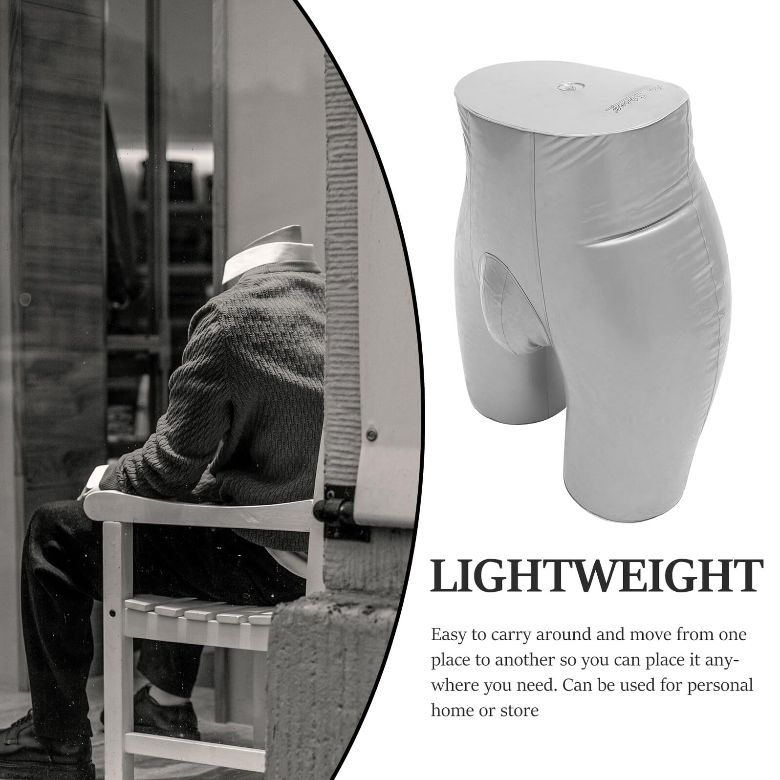Modèle Léger pour pour de et sous-vêtements Shorts Présentoir en Mannequin Gonflable Demi-Corps PVC Argenté Facile à Ranger Homme pour Vitrines