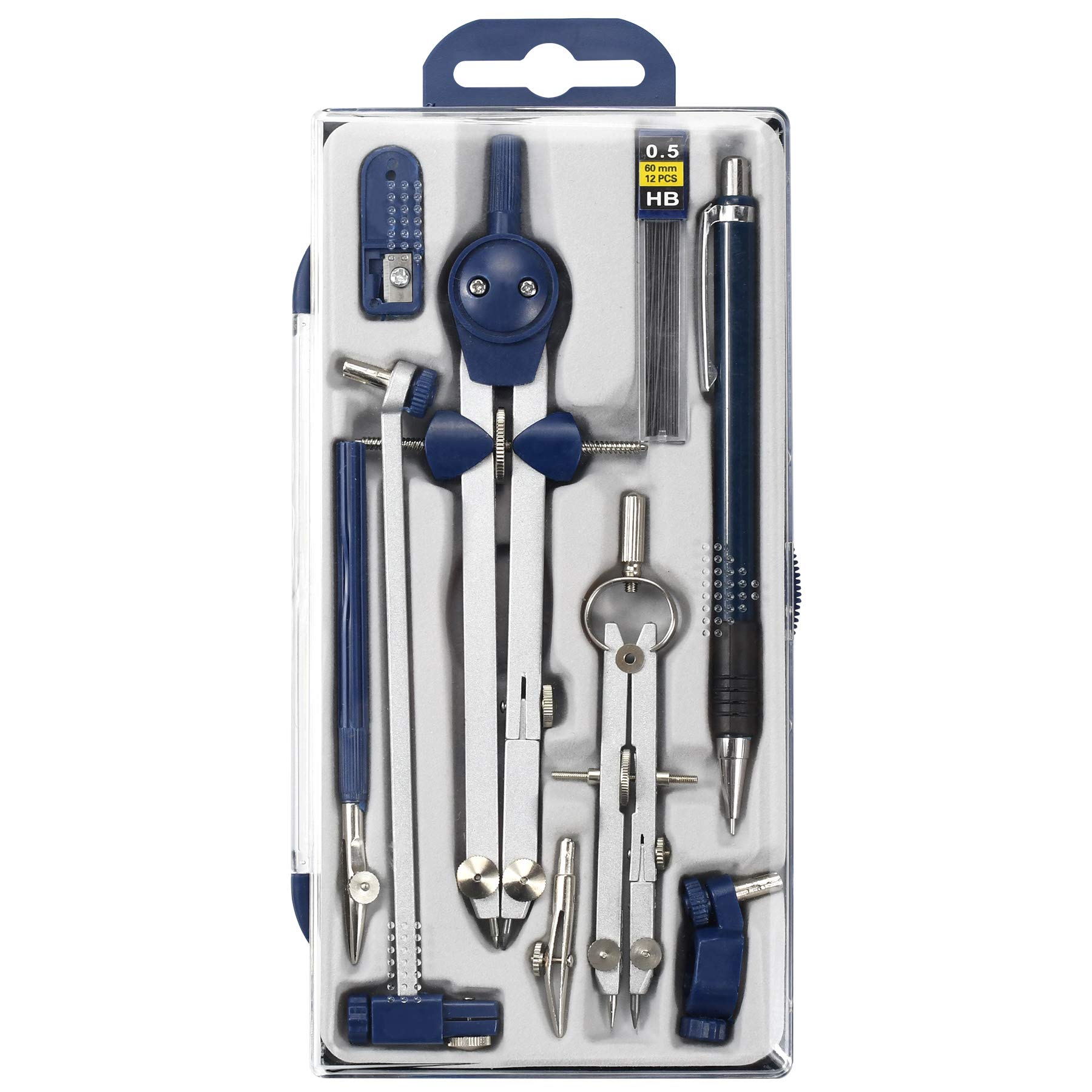 Weibo Drawing 9Pc Geometry Set Aluminum Compass, Geometry Precision Tool for Student, Drawing Tools & Drafting Kits for Engineer, Circle Drawing Tool and Architecture