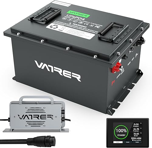 Batería de carrito de golf LiFePO4 de 38.4 V 105 Ah, BMS inteligente integrado de 200 A, con monitor táctil, batería de litio recargable de más de