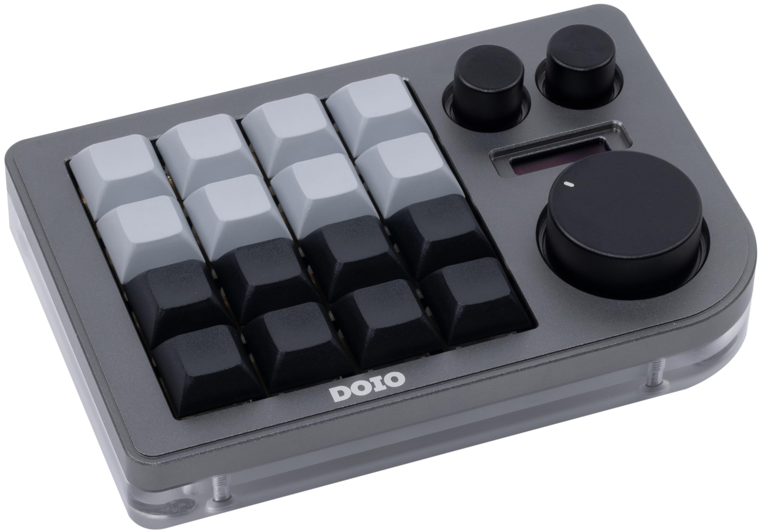 DOIO KB16 Aluminum Macro Pad Megalodon Triple Knob, VIA Compatible, Mini Keyboard for Designer (Grey)
