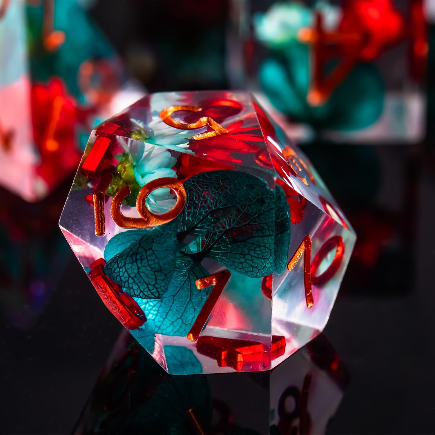 Set di dadi DND, 100% fatti a mano, con bordo affilato, 7 pezzi, in resina, poliedrici, FugaCity Dungeons and Dragons, set di dadi per D&D con sabbia dorata cristallina, per giochi di ruolo e MTG