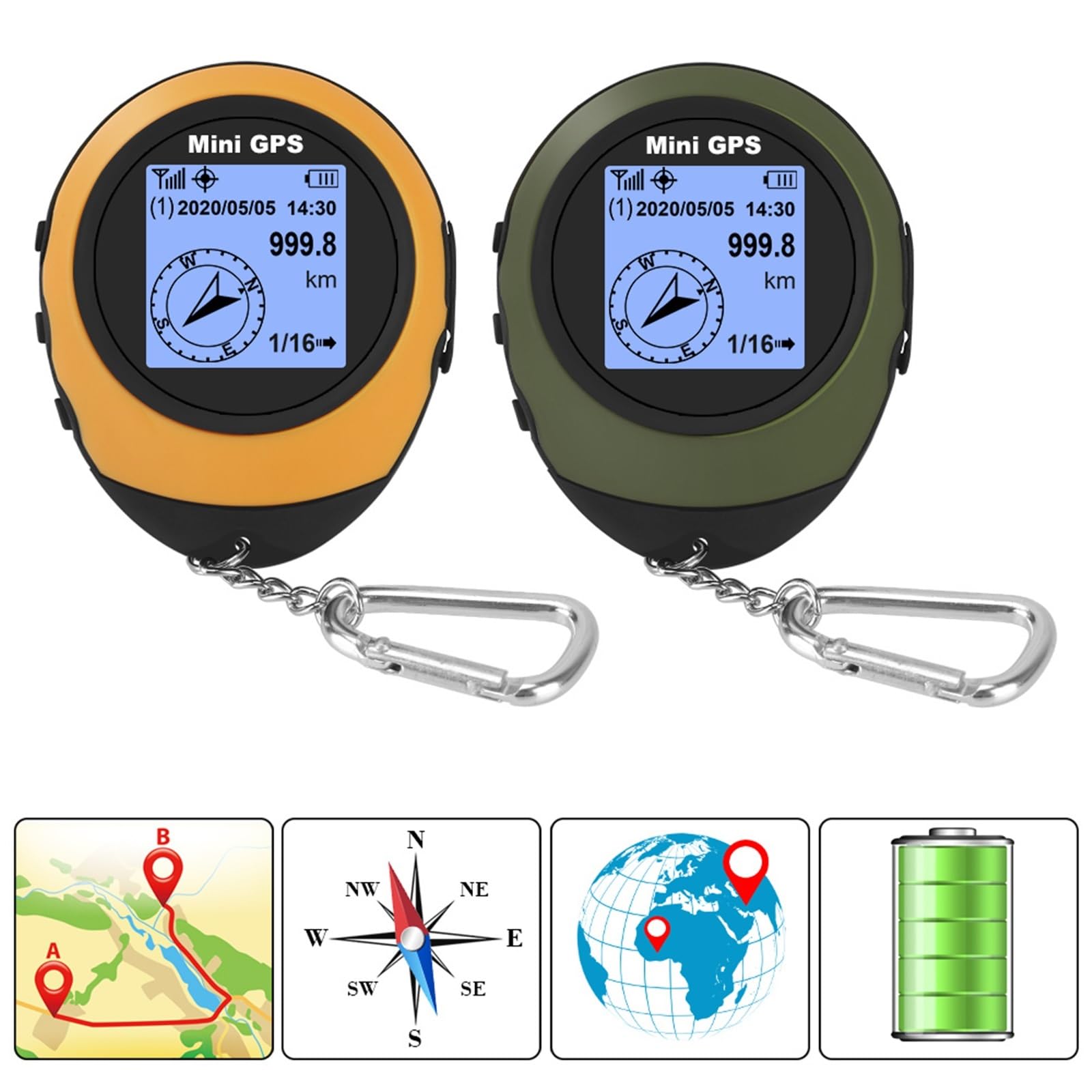 Buscador de satélites, Satélite Mini Portátil GPS Coordenadas Brújula Altitud Localizador Navegador Deportes Al Aire Libre Viajes Senderismo Seguimiento,Medición de señal Sat(Cyan-Blue)