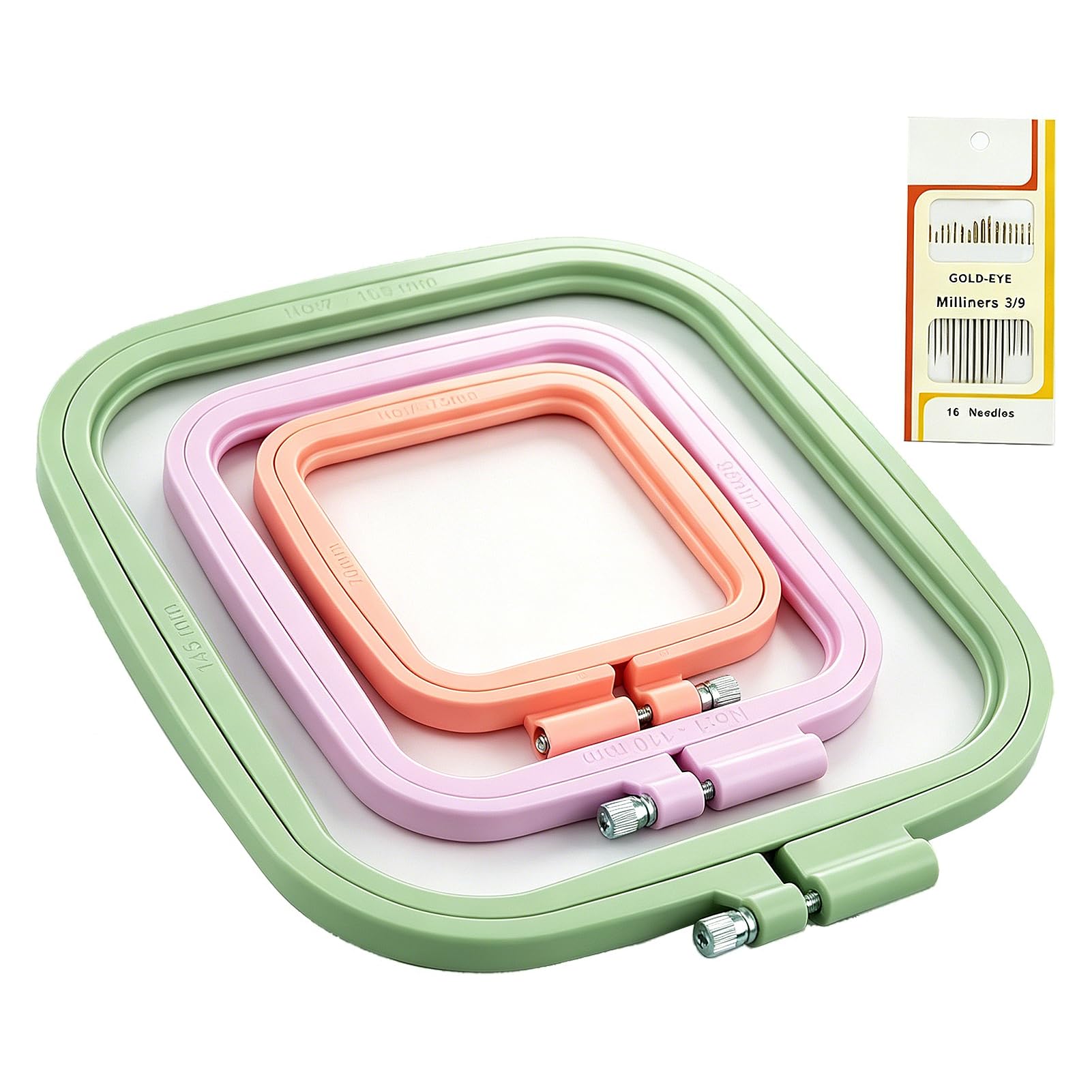 3pcs Colorful Embroidery Hoops Rectangular Square Embroidery Frame Cross Stitch Hoops for Arts and Crafts Easy Sewing