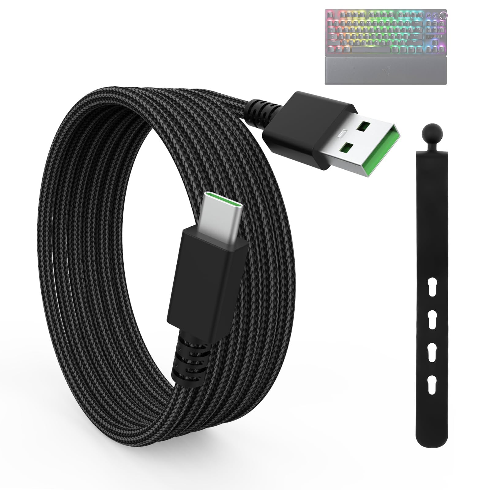 Gneinour Type C Charging Cable Compatible with Razer BlackWidow V3 Pro, Deathstalker V2 Pro, Ducky One 2 SF Keyboard, Wolverine V2 Chroma Controller,