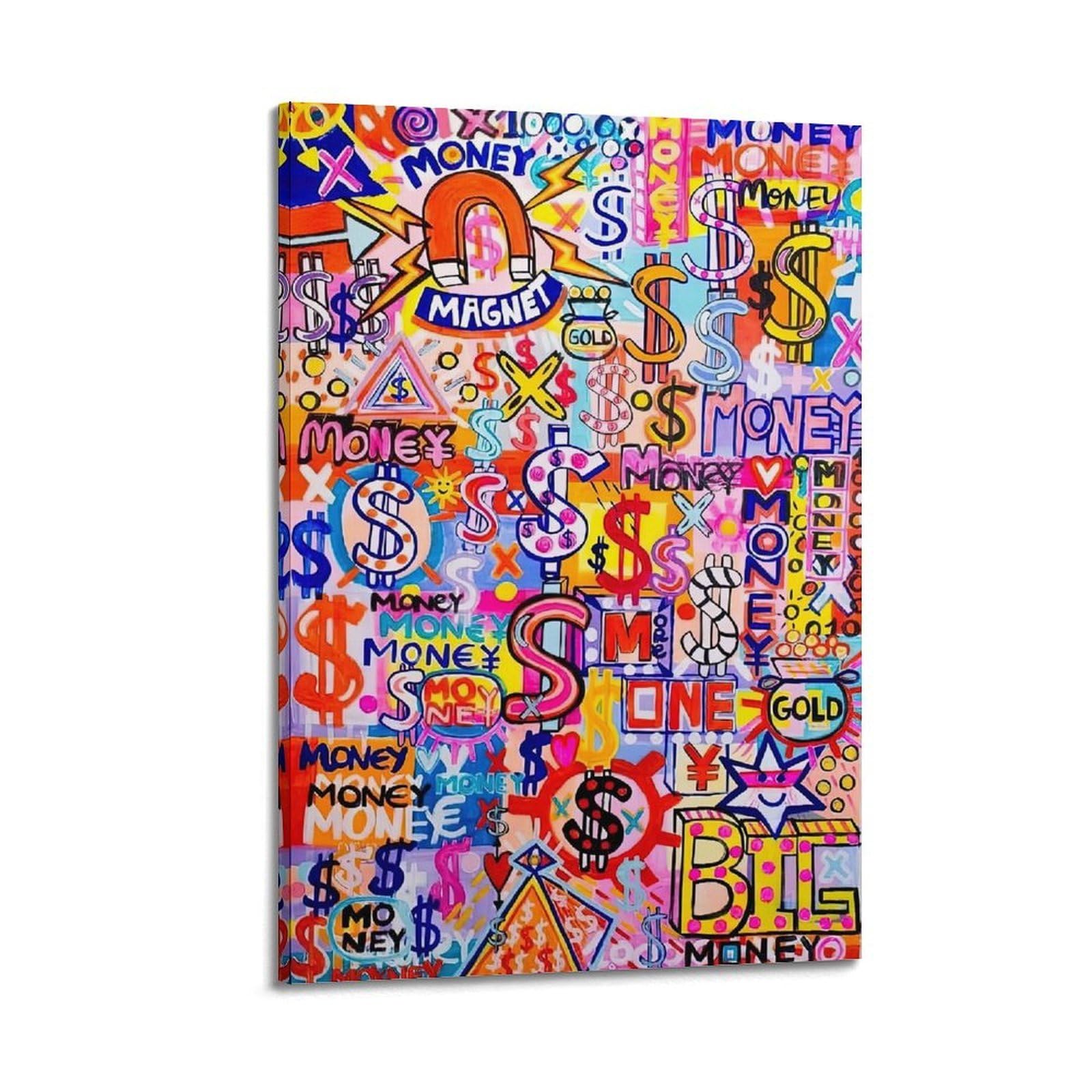 OKAHYS Colorful Graffiti Money Artwork Poster Decorative Painting Canvas Wall Artworks Picture 20x30inch(50x75cm)