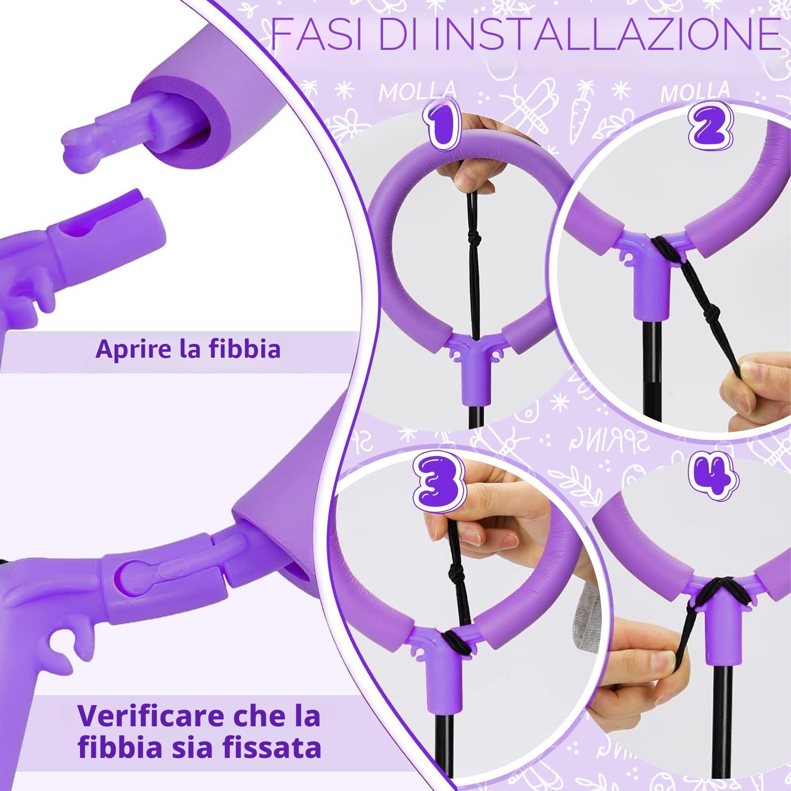 Chimoo Pieghevole Anello di Salto della Caviglia Viola Palla da Salto Lampeggiante per Bambini 6-10 Anni