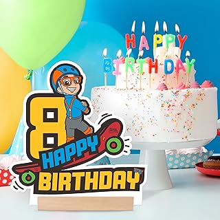 Custom Birthday Number Blippi Skate I Birthday Table Decorations EGD X BLIPPI Series I Party and Birthday Supplies in PVC I Birthday Celebration Tabletop with Multiple Size and Base Options