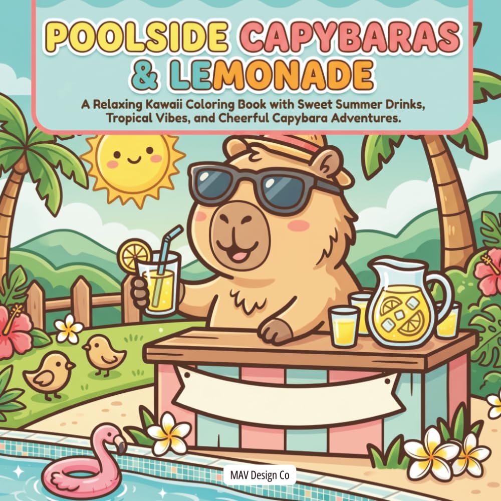 Poolside Capybaras & Lemonade A Relaxing Kawaii Coloring Book with Sweet Summer Drinks, Tropical Vibes, and Cheerful Capybara Adventures: Featuring ... Cozy Lemonade Stands, and Adorable Summer Fun