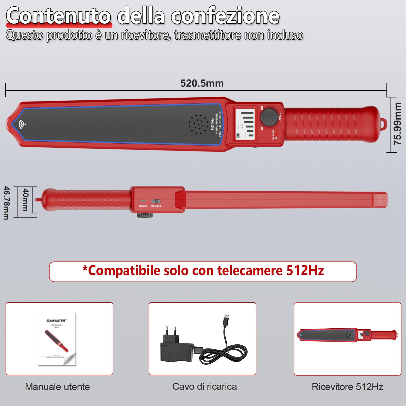 Localizzatore Tubi 512Hz per Telecamera Ispezione