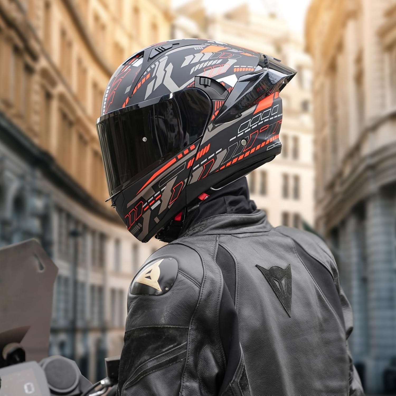 Modular Motorcycle Helmet Dual Visor Flip Up Full Face Helmets SJ-809 DOT Approved for Adults Men Women (Matte Cosmos, L)