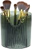 VOCOSTE Makeup Brush Cup, Makeup Organizer, 4 Slot Makeup Brush Holder, Cosmetics Storage Cup, for Vanity for Desktop, for Bathroom Countertops, Clear Green