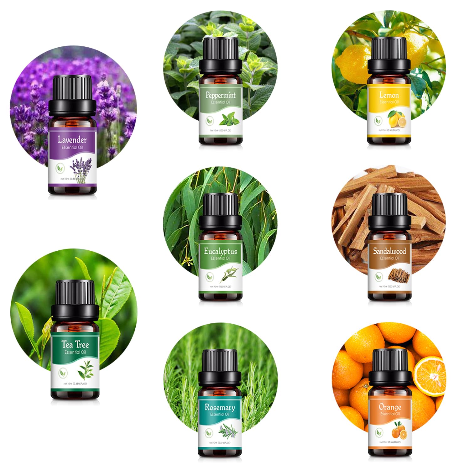 Dyfuzor aromatu 500ml z zestawem olejków eterycznych 8x10ml, bez BPA, z timerem i oświetleniem LED, do domu biura spa