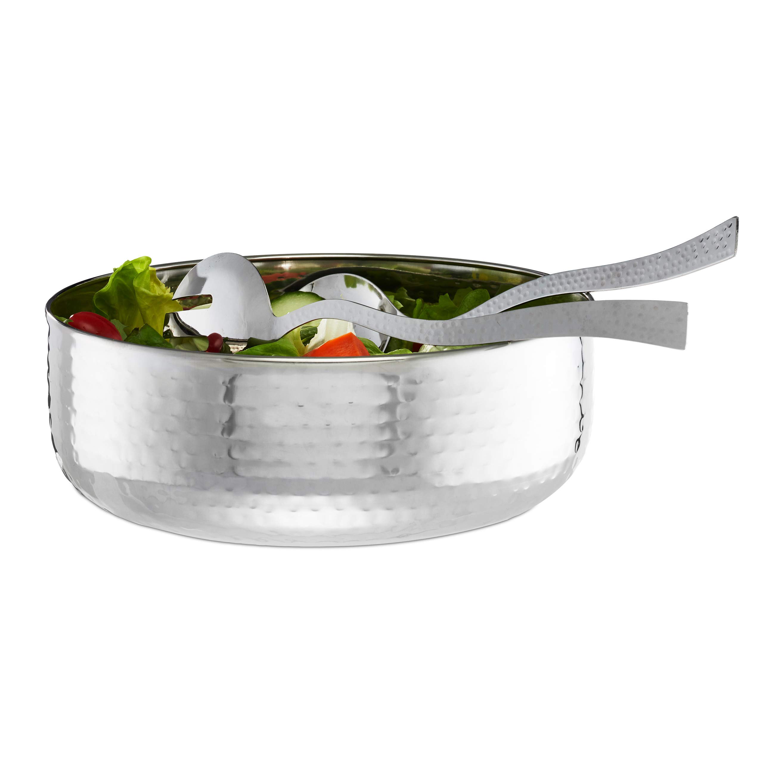 Relaxdays Insalatiera, Set con Posate da Insalata 30 cm