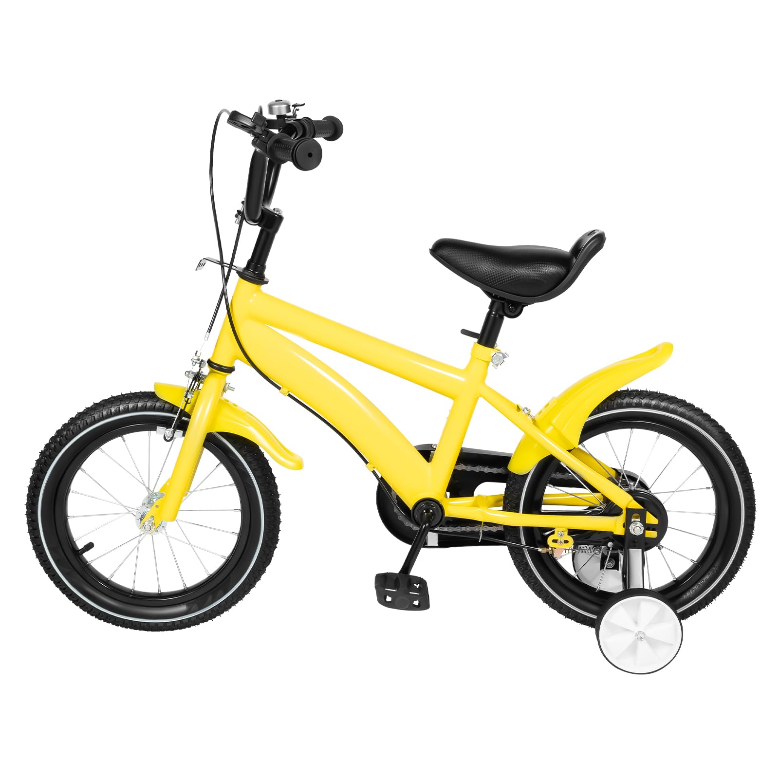 Bicicletta per bambini da 14 pollici, bicicletta per ragazzi con ruote di sostegno, bicicletta educativa con sedile regolabile, bicicletta per principianti con telaio robusto, mozzo a ruota