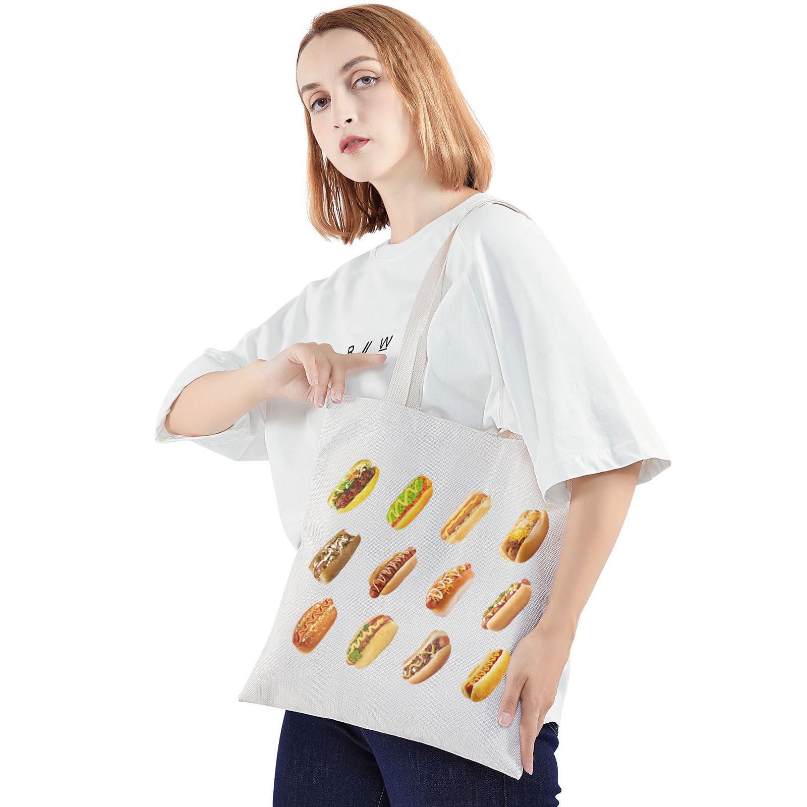 JNIAP Hot Dog Tote Bag Hot Dog Lover Gifts Hot Dog Shoulder Bag Hot Dog BunLover Hot Dog Squad Gifts