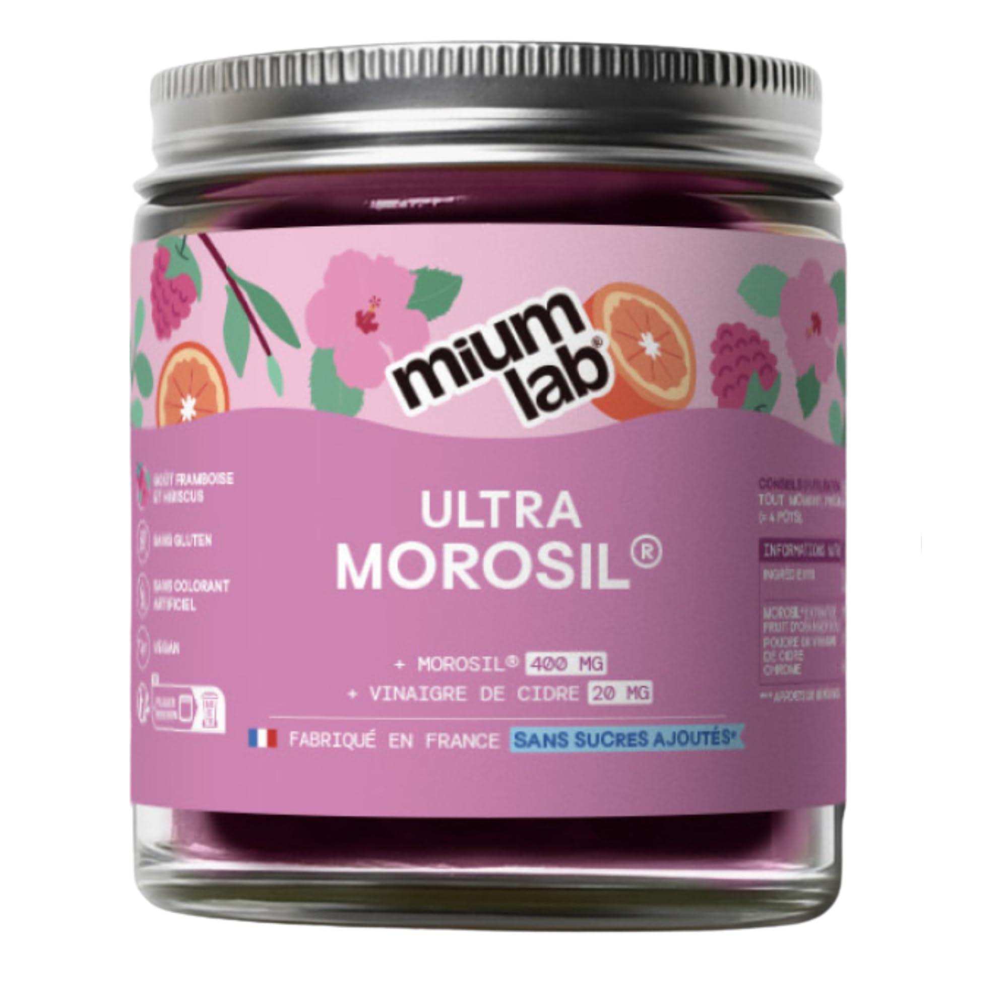 Mium Lab – Gummies Morosil® 400mg – Extrait Orange Sanguine Breveté – Vinaigre de Cidre & Chrome – Sans Sucres – 42 Gummies – Cure 21 Jours – Fabriqué en France
