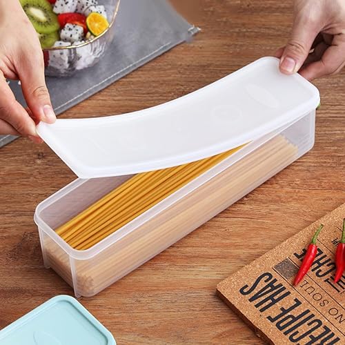 Miniatura 6 de FEOOWV Juego de 6 recipientes de almacenamiento de pasta con tapa, soporte hermético para fideos de espagueti, caja de almacenamiento rectangular