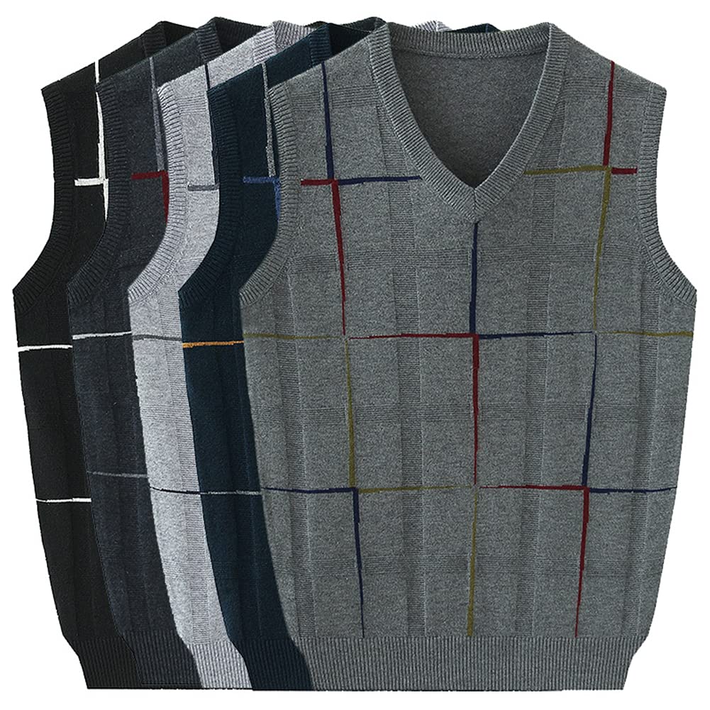 Suéter Hombre Chaleco sin Mangas de Punto Elegante Otoño Invierno Cálido Chaleco con Cuello en V