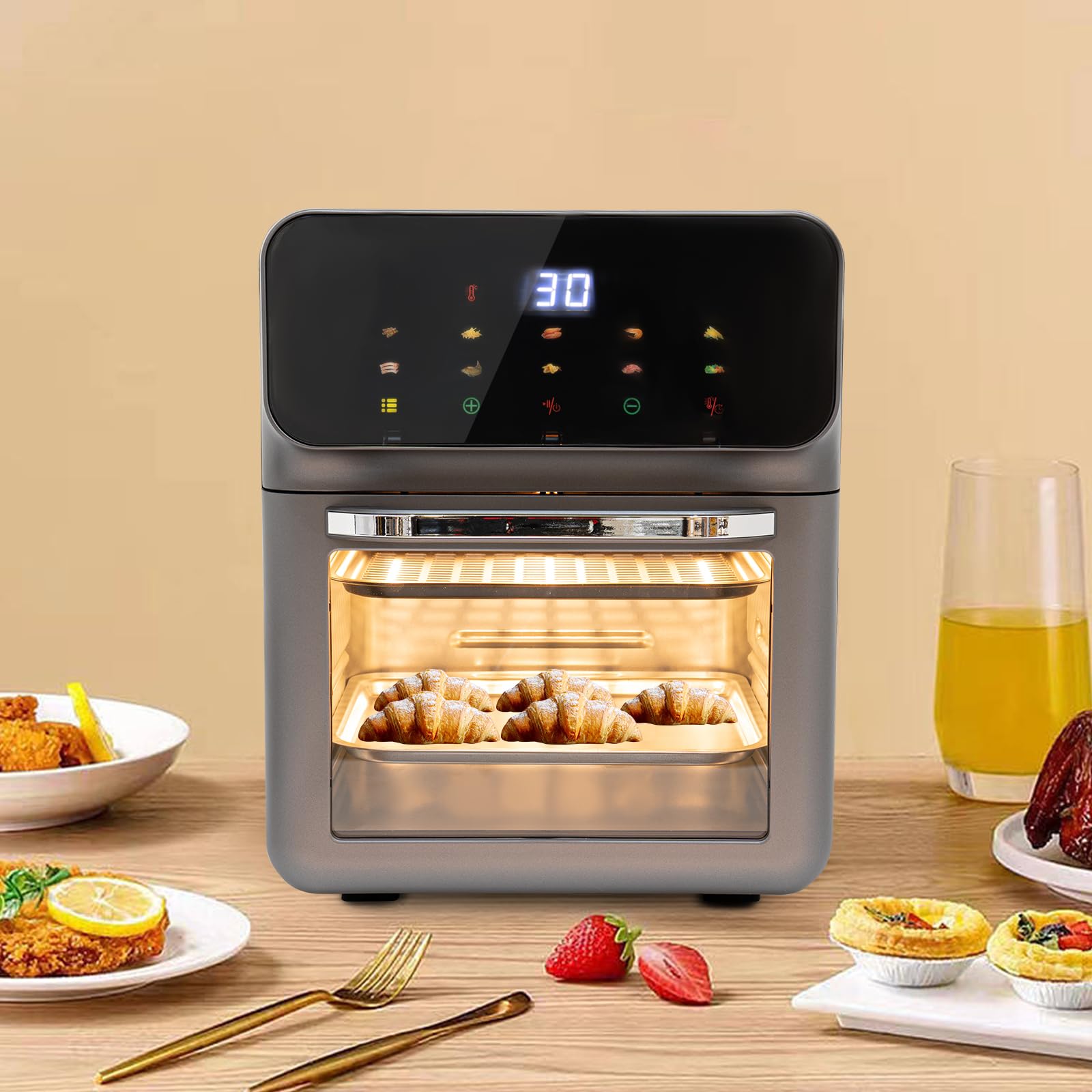 Piekarnik elektryczny, 1350 W, ekran dotykowy, ekran dotykowy, mini piekarnik do rozmrażania i grillowania, piekarnik elektryczny, toster, grill, piec do pizzy