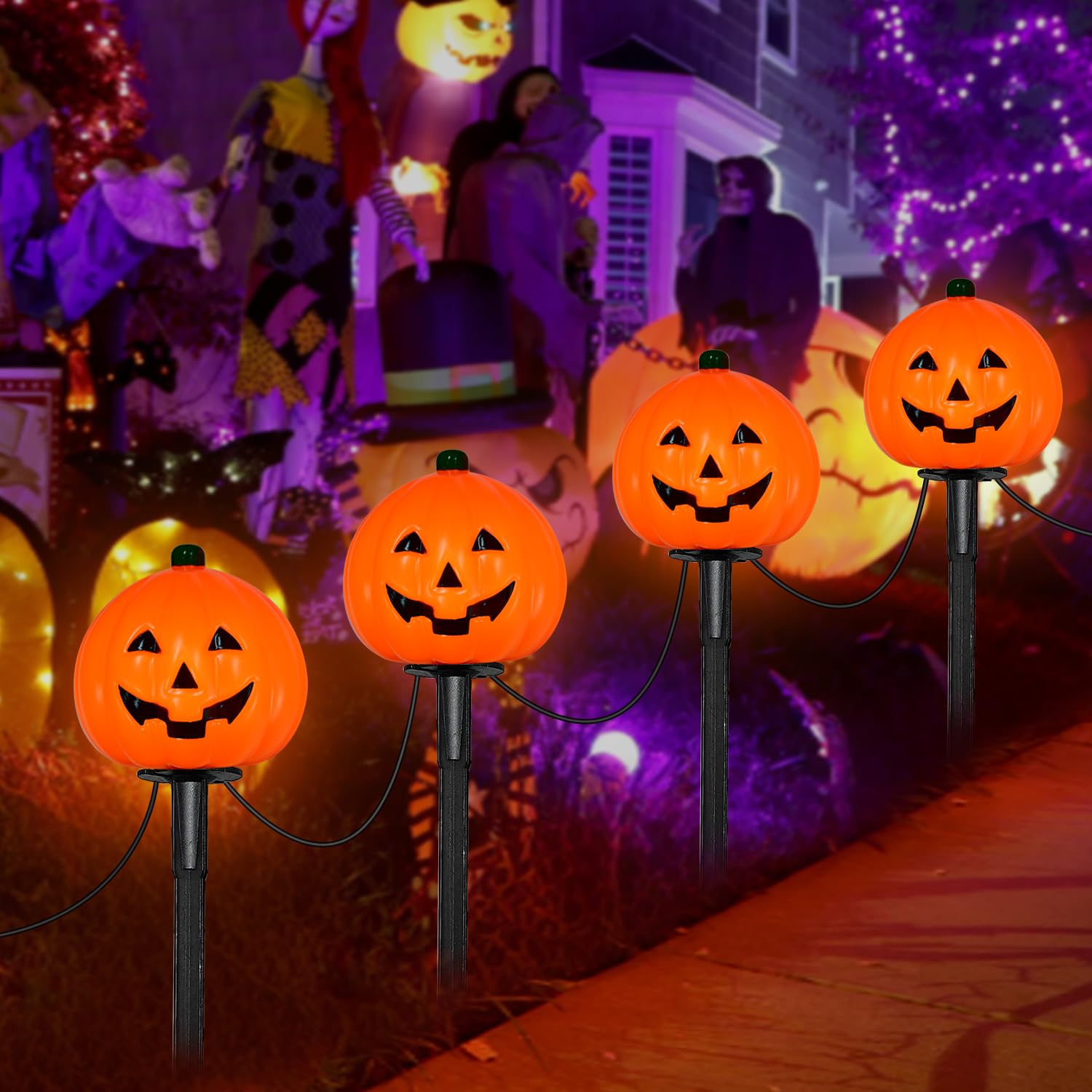 Pumpkin Halloween Pathway Lights Halloween Pathway Lights, 7Ft Walkway  Lights Eyeball Pathway Holiday Pathway Lights, image size:1500x1500