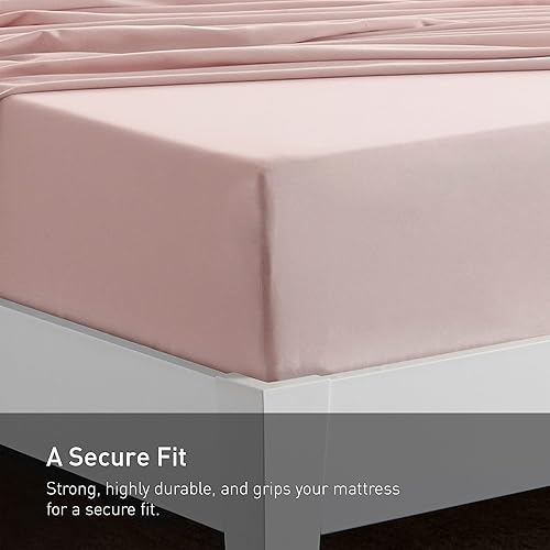 Miniatura 4 de Bedgear Juego de sábanas básicas, sábanas ligeras y transpirables, incluye sábana bajera, sábana encimera, 2 fundas de almohada, cómodas, frescas