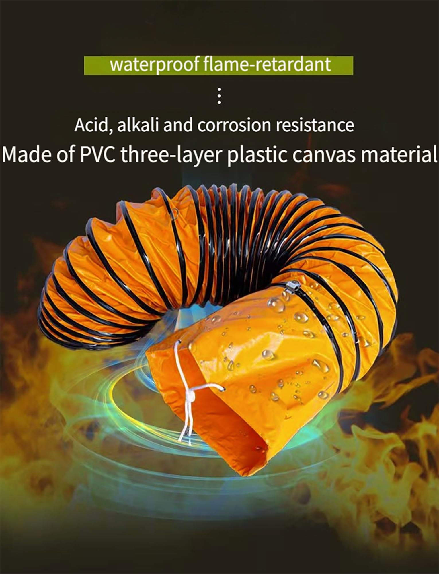 Manguera flexible de PVC de 5 m for de climatización (HVAC), cuerda ajustable for conductos de extractores, tubería ignífuga fábricas y uso residencial.(40cm/15.75in)
