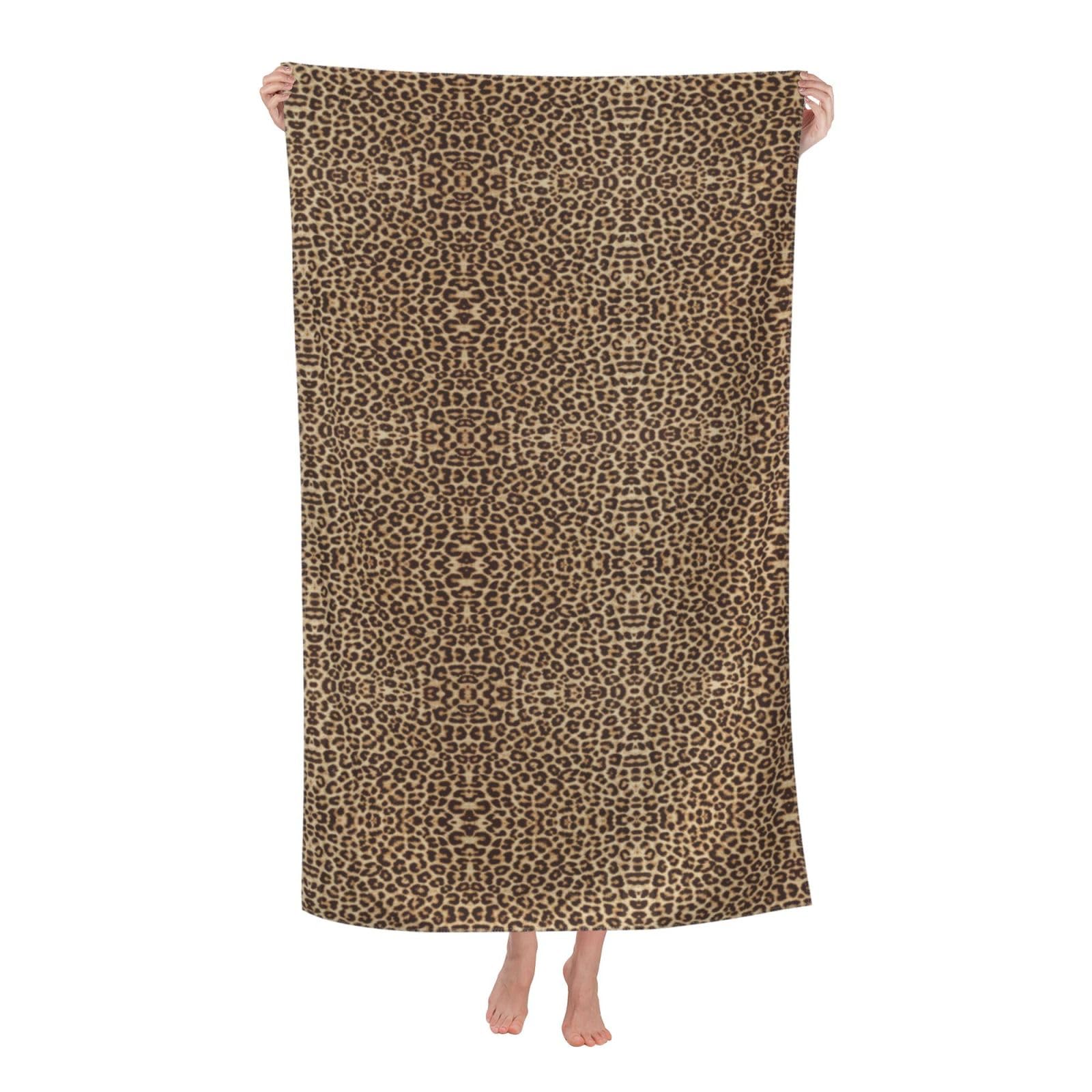 Oazcvbnn Women's White Fun Leopard Print Print Adult Beach Towel Summer Travel Pool Vacation Swimming Fitness Outdoor Adventures