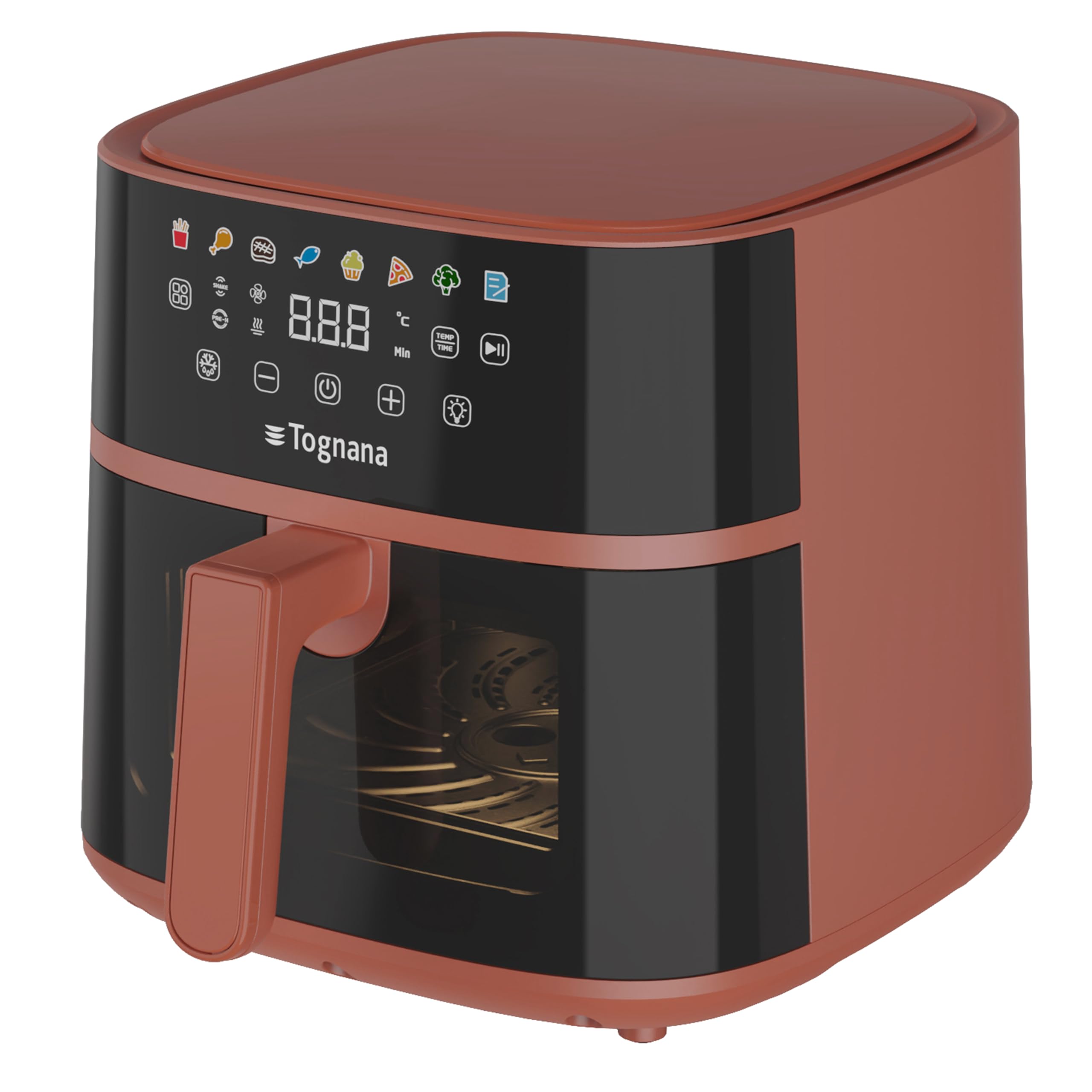 Tognana Iridea Luftfritteuse 6L, Doppelwiderstand, Digitalanzeige, Timer, 80-200°C, Fenster, 1700W, Apfelrot