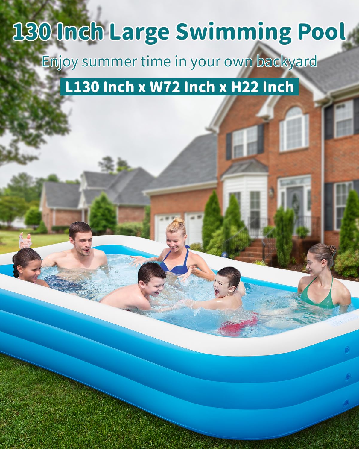 Large Inflatable Pool for Adults - 130'' x 72'' x 22... Large Inflatable Pool for Adults - 130'' x 72'' x 22...