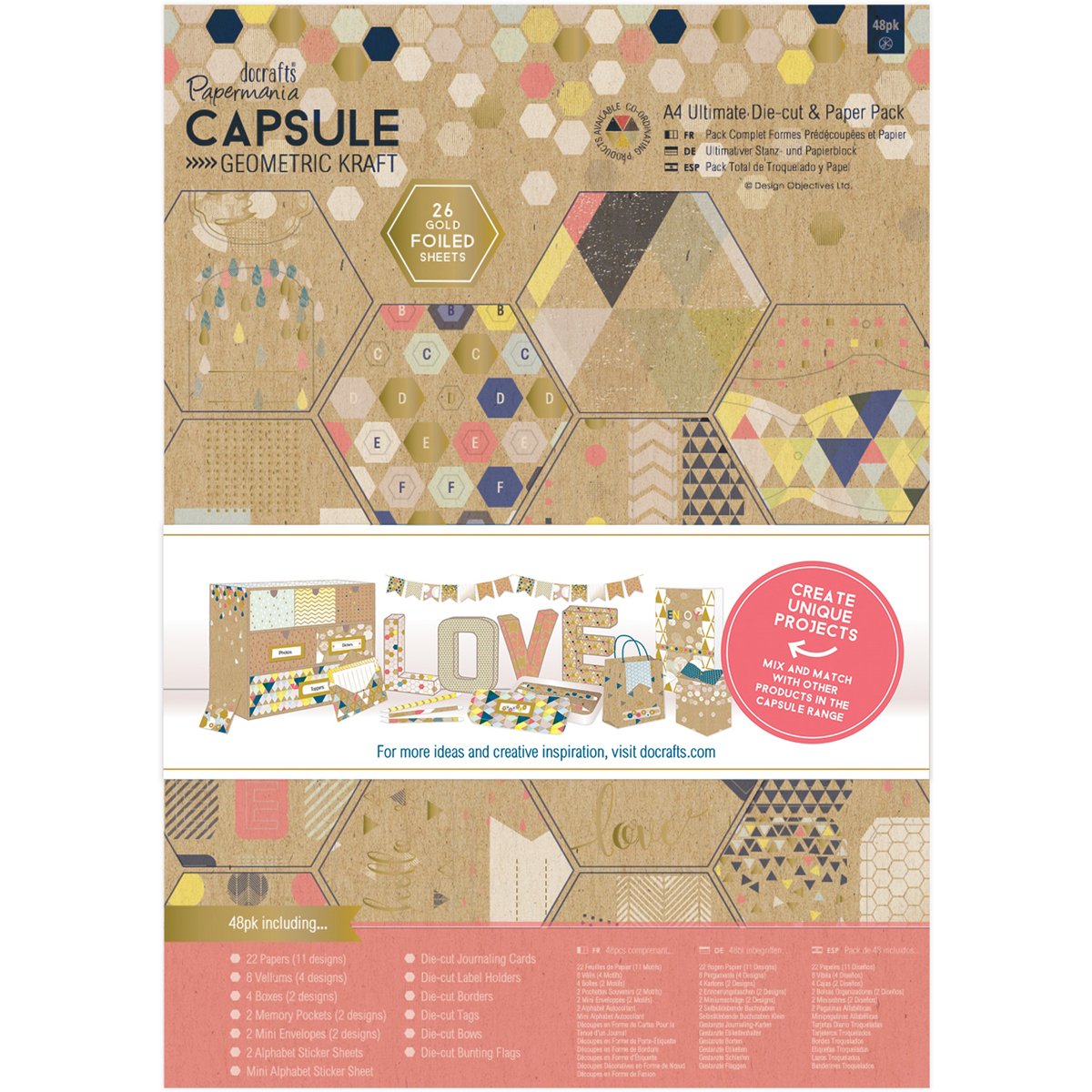 Papermania Capsule A4 Ultimate Die-Cut and Paper Pack - Geometric Kraft