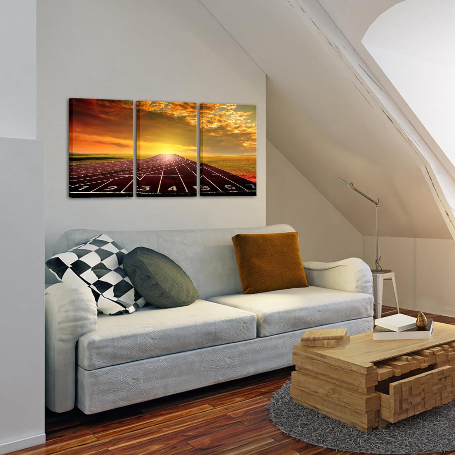 KREATIVE ARTS 3-Piece Canvas Wall Art Set - Running Track Sunrise Scenery, 16x24inch Each, Ready to Hang Canvas Prints for Living Room Home Decor KREATIVE ARTS 3-Piece Canvas Wall Art Set - Running Track Sunrise Scenery, 16x24inch Each, Ready to Hang Canvas Prints for Living Room Home Decor