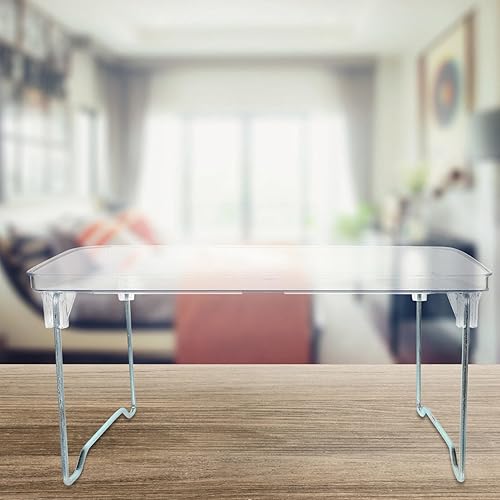 Miniatura 8 de Portavasos de escritorio para laptop, organizador de estante de escritorio transparente, soporte de cama plegable para portátil, bandeja de desayuno