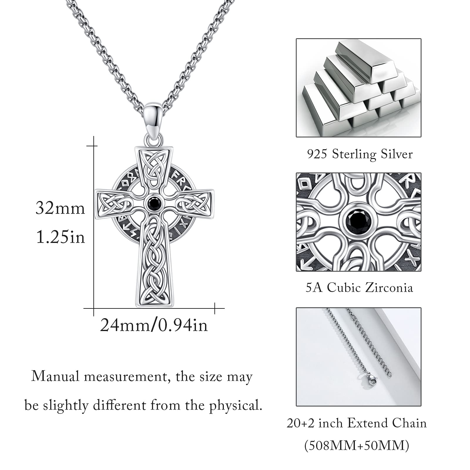 REDSUN Collana con ciondolo a forma di martello di Thor, a forma di freccia vichinga, in argento Sterling 925, con ciondolo a forma di croce vichinga, amuleto celtico, gioiello per uomo, figlio