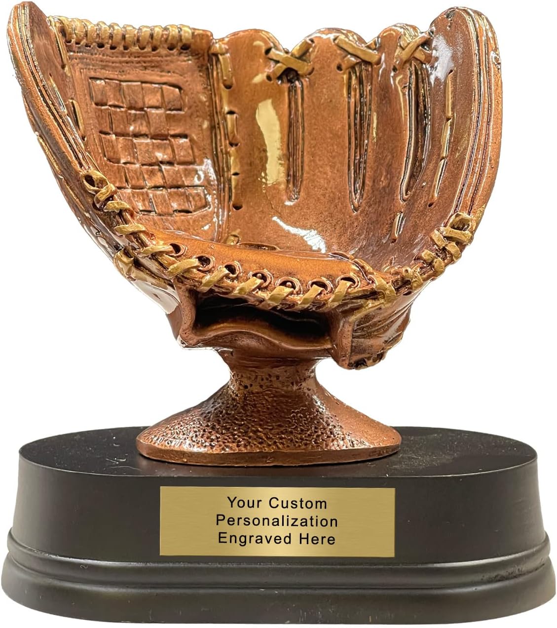 K2AWARDS Resin Glove Baseball Trophy - 5 Inch Custom Trophy with Custom Plate