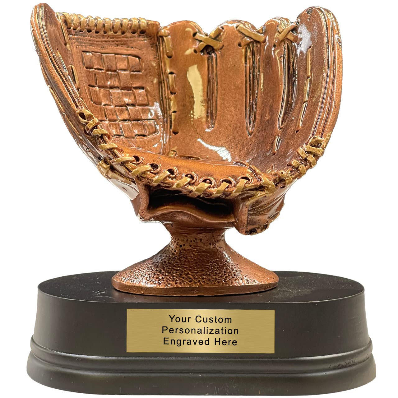 K2AWARDS Resin Glove Baseball Trophy - 5 Inch Custom Trophy with Custom Plate