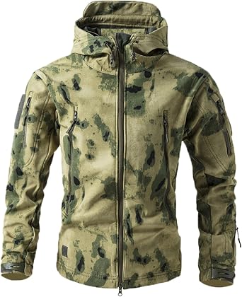 Mens Army Special Ops Military Tactical Jacket Softshell Fleece Hooded Outdoor Coat