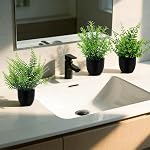 Artificial Plants Mini Fake Plants in Pots, 8 pcs Small Eucalyptus Grass Boston Fern Plants Fake Boston Ferns Bushes Small Shrubs Faux Greenery Plants for Indoor, Office, Desk, Shelf, Table Decor
