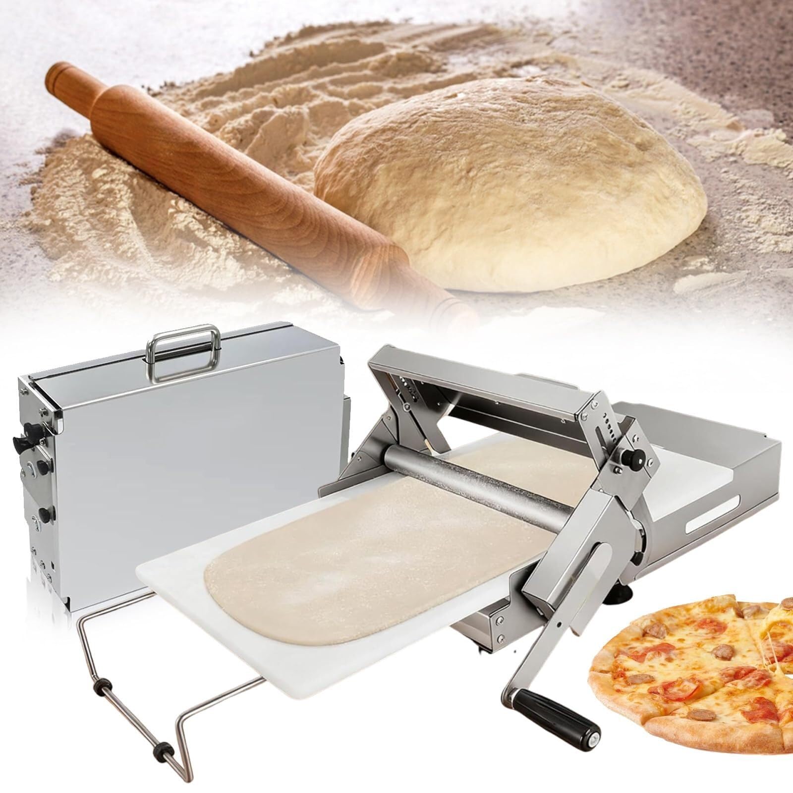 Manuelle Teigrollmaschine mit einstellbarer Dicke für das Backen zu Hause und im gewerblichen Bereich