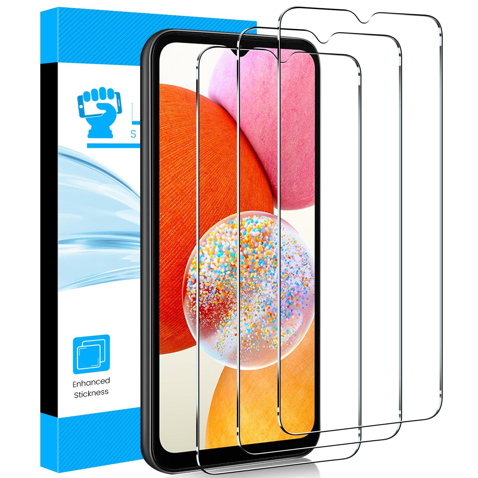 LYWHL 3 Pack for Samsung Galaxy A14 5G Screen Protector, Tempered Glass HD Clear 9H Hardness Protective Film for Galaxy A14, Anti-Scratch Bubble Free Easy Install Case Friendly - Transparent