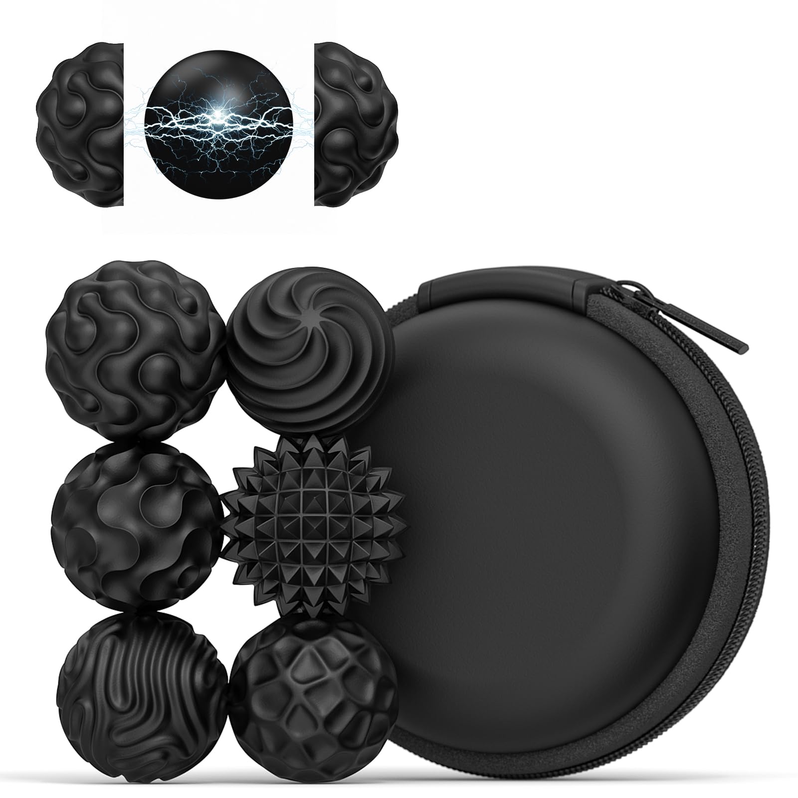 6 Stück Magnetische Fidget Toys, Silikon Magnetkugeln Anti-Stress Bälle, Sensorik Spielzeug, Magnetic Fidget Balls, Sensorische Magnetische Kugeln Set,Sensory Toy,Stressabbau und Entspannung (Schwarz)