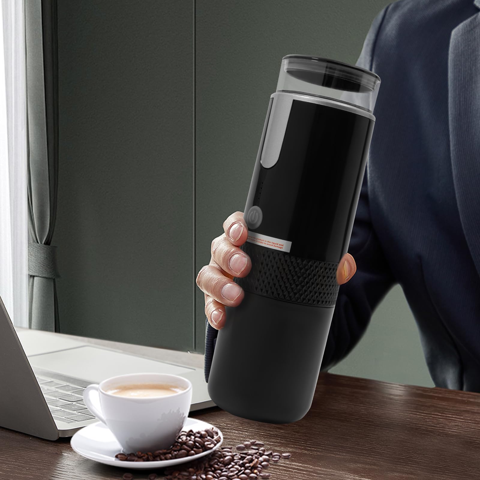 Macchina per caffè espresso elettrica portatile, macchina per capsule con batteria, macchina da caffè da campeggio con capsule di caffè/polvere di caffè istantanea per viaggi, ufficio