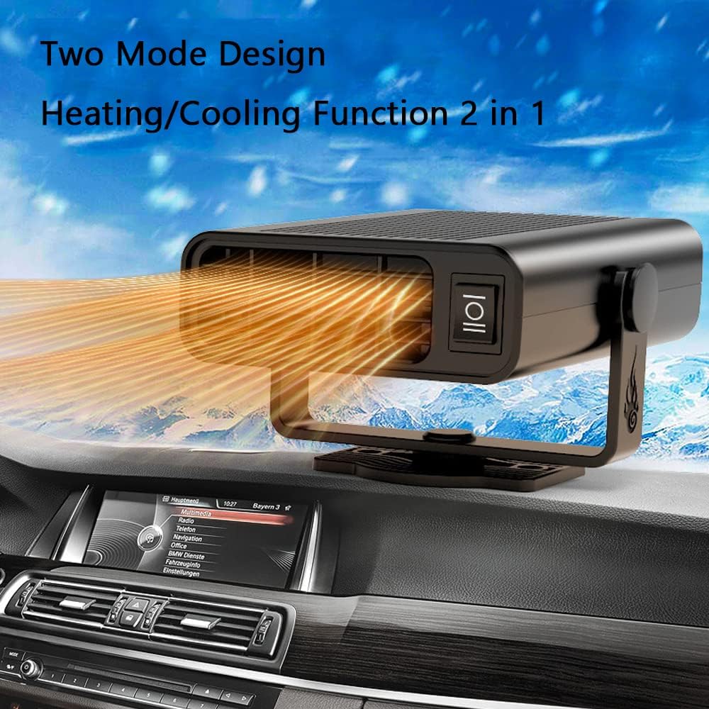 CYDZSW Car Heater That Plugs Into Cigarette Lighter 12v 120w,Portable Inside Heaters 2 in 1 with Heating and Cooling,Defogger for Car and Truck Windshield(Black)