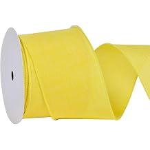 YAMA Yellow Linen Ribbon Wired Ribbon 2-1/2 Inch x 10 Yards Fabric Burlap Yellow Ribbons for Gift Wrapping Wreaths Bows Flower Bouquet Home Decor