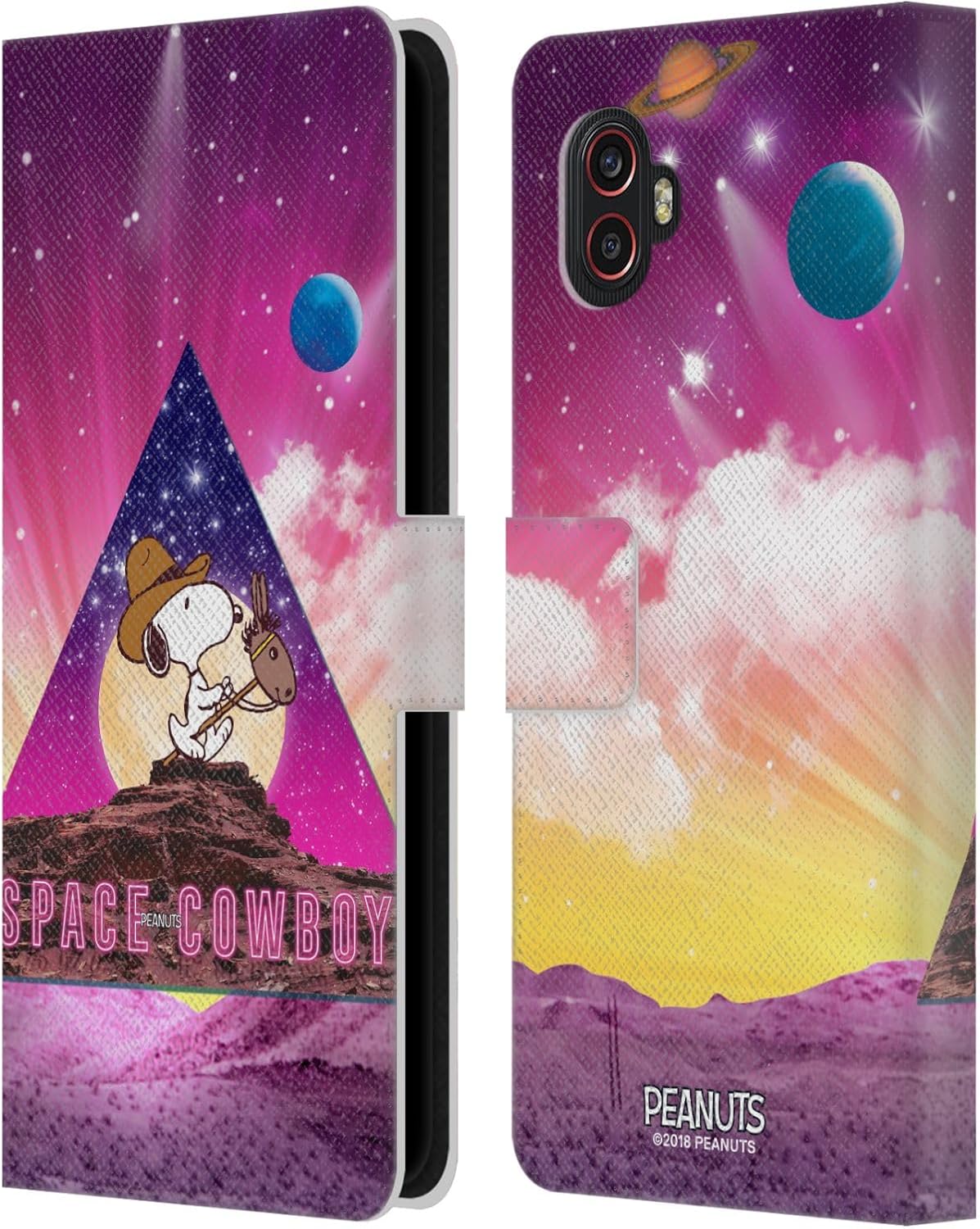 Head Case Designs Officially Licensed Peanuts Nebula Triangle Snoopy Space Cowboy Leather Wallet Case Compatible with Samsung Galaxy Xcover6 Pro/Pro2