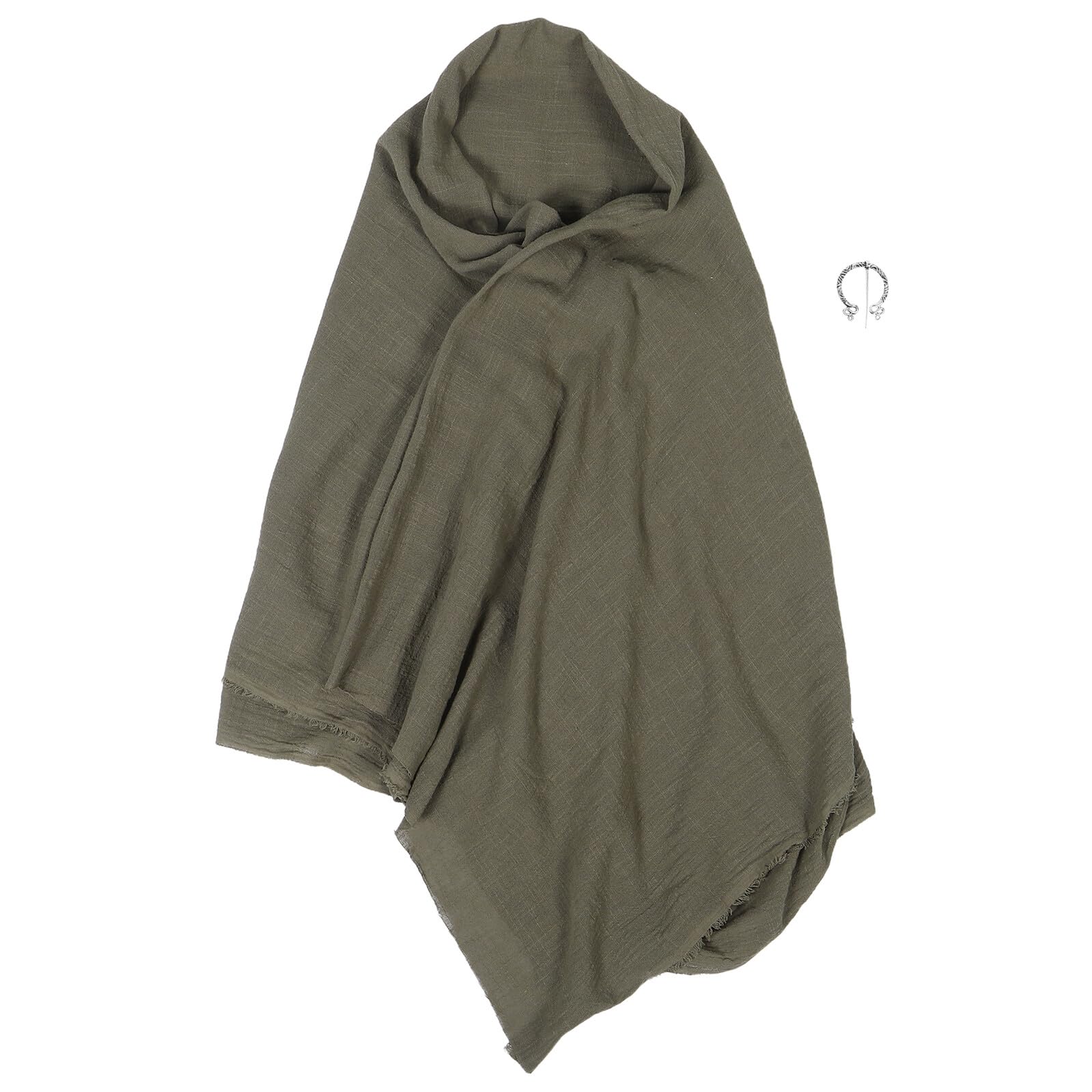 Cape médiévale à capuche réglable vert militaire avec épingles - 8