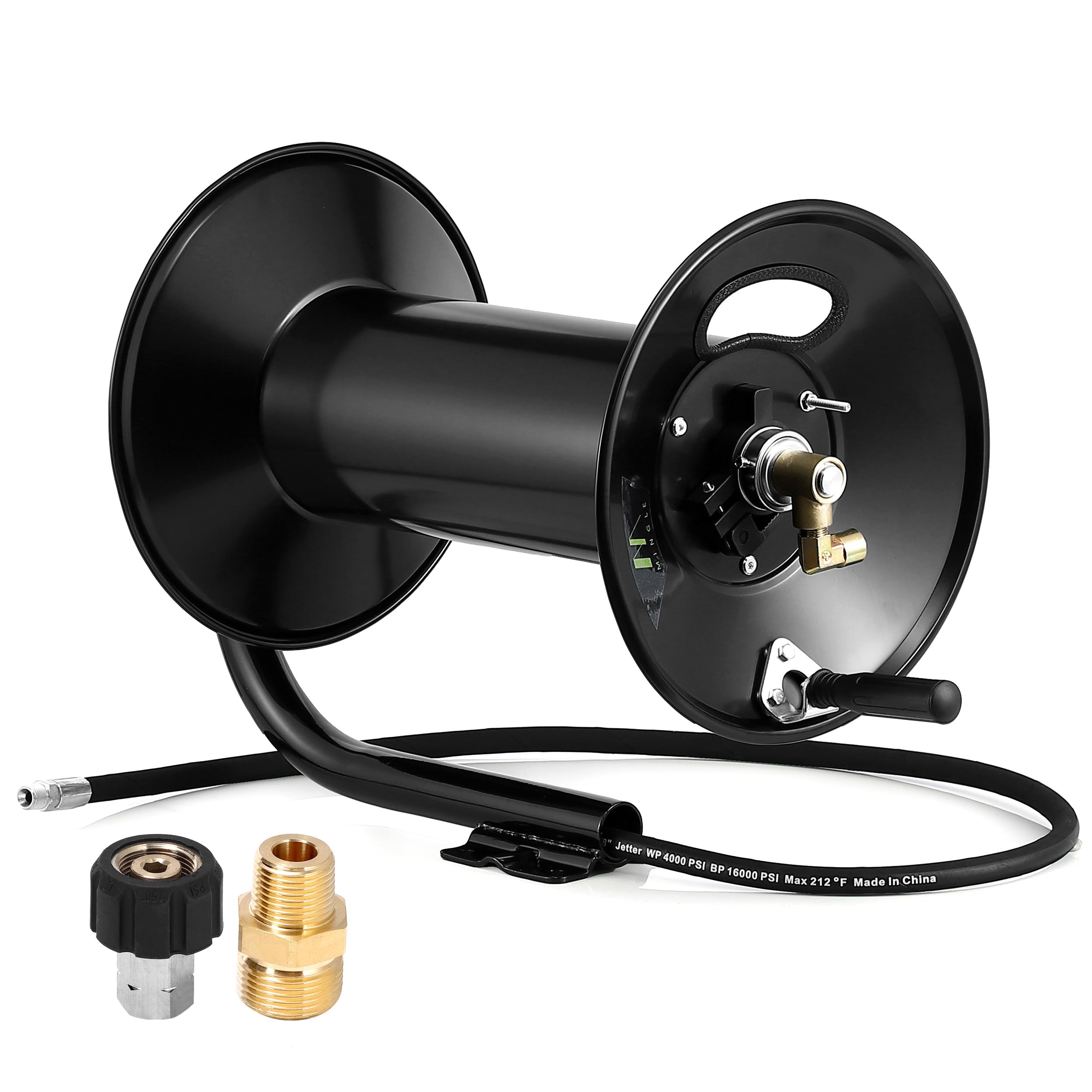 M MINGLE Pressure Washer Hose Reel 300ft x 3/8" / 500ft x 1/4", 4000 PSI