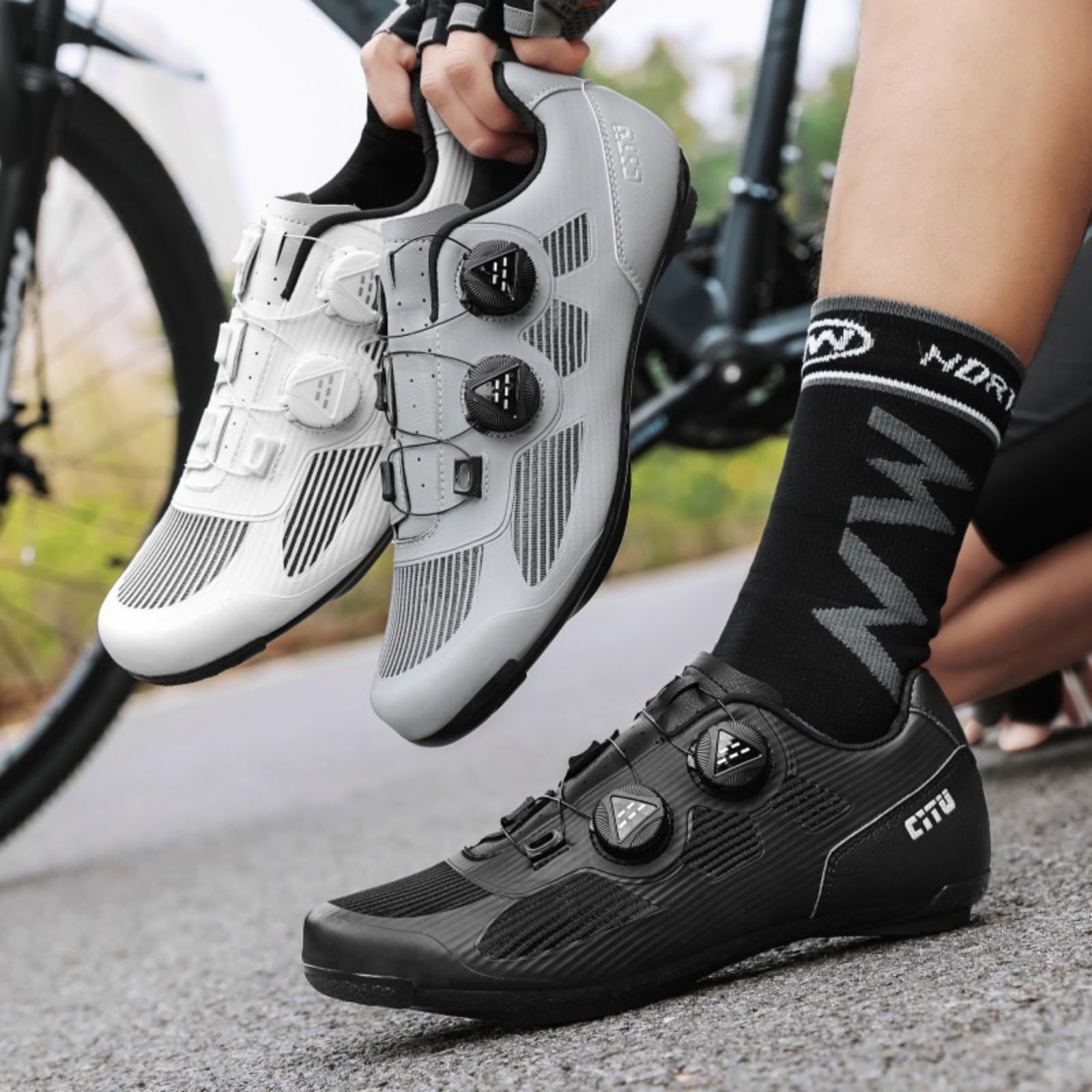 Mateju Fahrradschuhe Herren Damen Ohne klick, 36-47EU Fahrradschuhe Herren Damen mit Gummisohle rutschfeste Atmungsaktive No-Lock für Outdoor Radschuhe